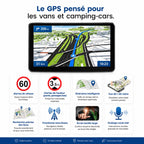 Les huit fonctions du GPS camping-car : alertes de vitesse, alertes de hauteur, itinéraires, vue 2D/3D, recherche de lieux, fonctionnement hors réseau, écran tactile, guidage vocal